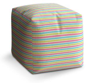 Sablio Taburet Cube Proužky - 40x40x40 cm