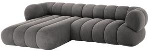 -25 % Dny MOMENTI– Cosmopolitan Design Šedá sametová rohová pohovka Koge 270 cm, levá
