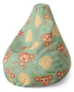 Sablio Sedací vak Pear Roztomilé opičky - 70 x 95 x 15 cm