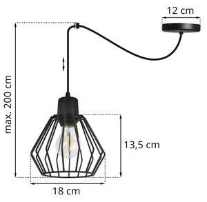 Light for home - Závěsné svítidlo na nastavitelných kabelech SPIDER NUVOLA 2502-1, 1x60W, E27, Černá