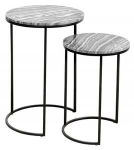 2SET odkládací stolek ELEMENTS 55/45 CM šedý mramor Nábytek | Doplňkový nábytek | Odkládací stolky