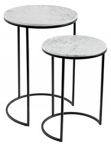 2SET odkládací stolek ELEMENTS 55/45 CM bílý mramor Nábytek | Doplňkový nábytek | Odkládací stolky