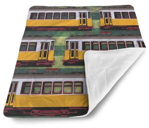 Sablio Deka pro miminko Lisabonské historické tramvaje Zelený Pattern - 80x100 cm