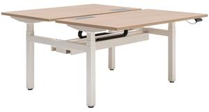 MDD Dubový výškově nastavitelný pracovní stůl Ogi Drive Bench 140 x 169 cm s bílou podnoží