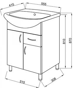 Kingsbath Aqua-Easy II 55 koupelnová skříňka s umyvadlem
