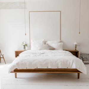 Bílé povlečení na dvoulůžko s příměsí lnu 200x200 cm – Linen Tales