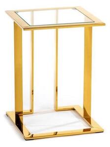 HowHomely Odkládací stolek SAWA 40x40 cm zlatá/čirá DD0379