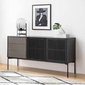 ŠIROKÁ KOMODA, dub, jasan, antracitová, černá, 160/82/45 cm home24 - Online Only komody, Online Only