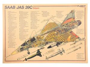Plakát strážci nebes, Saab JAS-39 Gripen, č.254, 50.5 x 36 cm