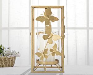 Zlatý svícen Mauro Ferretti Butterfly Box, 14x14x29 cm