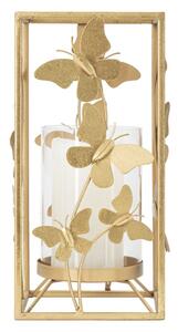 Zlatý svícen Mauro Ferretti Butterfly Box, 14x14x29 cm