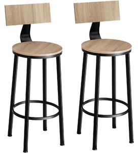 Tectake 404351 2 barové židle poole - industrial světlé dřevo, dub sonoma