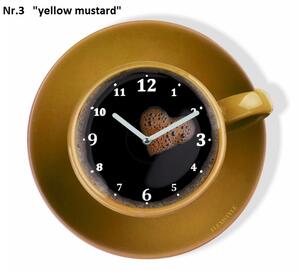 Designové nástěnné hodiny ve tvaru šálku kávy Žlutá