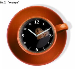 Kuchyňské hodiny ve tvaru šálku kávy Oranžová