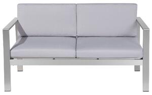 Zahradní lavička s polštářem SALERNO 142 cm Kov Světle šedá