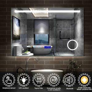D‘Eluxe Koupelnové podsvícené LED zrcadlo 80x60cm MULTIFUNKČNÍ MZ64K