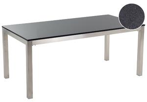 Zahradní jídelní stůl GROSSETO 180 cm 90 cm Granit Leštěná Černá