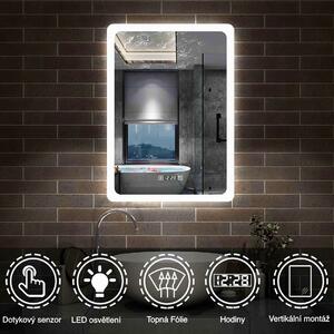 D‘Eluxe Koupelnové podsvícené LED zrcadlo 50x70cm Multifunkční MZ24V