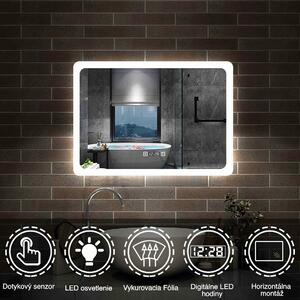 D‘Eluxe Koupelnové podsvícené LED zrcadlo 70x50cm Multifunkční MZ19R