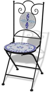 Skládací bistro židle 2 ks keramické modré a bílé