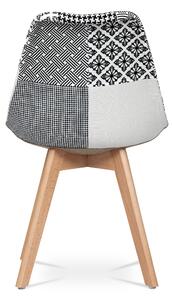 Jídelní židle ADERYN černá/bílá, patchwork