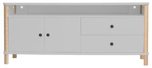 Světle šedý lakovaný TV stolek RAGABA ASHME 140 x 45 cm
