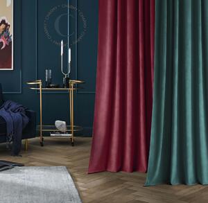 Room99 Hotový závěs na kroužcích CHARMY Jednobarevný Velurový Zatemňovací Barva: Granátová/Zlatá, Velikost: 140 x 280 cm