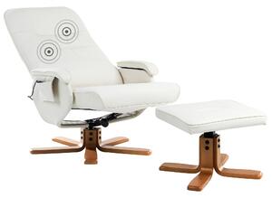 Masážní křeslo RELAXPRO s podnožkou Umělá kůže Krémově bílá