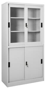 Kancelářská skříň posuvné dveře světle šedá 90x40x180 cm ocel