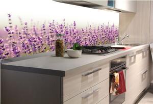 DIMEX | Fototapeta do kuchyně Levandulové pole KI-180-125 | 180 x 60 cm | zelená, bílá, fialová
