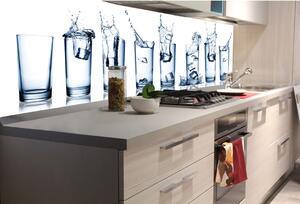 DIMEX | Fototapeta do kuchyně Sklenice vody KI-180-162 | 180 x 60 cm | modrá, bílá