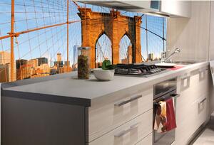 DIMEX | Fototapeta do kuchyně Brooklyn Bridge KI-180-116 | 180 x 60 cm | modrá, oranžová, hnědá