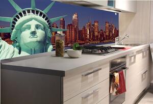 DIMEX | Fototapeta do kuchyně Socha svobody KI-180-115 | 180 x 60 cm | zelená, modrá, černá, hnědá