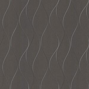 Metalická šedo-černá vliesová tapeta s vlnkami Y6201405, Dazzling Dimensions 2, York