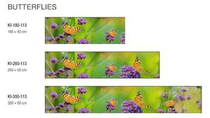 DIMEX | Fototapeta do kuchyně Motýli KI-180-113 | 180 x 60 cm | zelená, fialová, oranžová