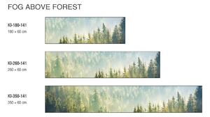 DIMEX | Fototapeta do kuchyně Mlha nad lesem KI-350-141 | 350 x 60 cm | zelená, šedá