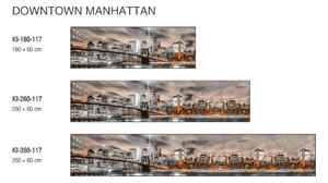 DIMEX | Fototapeta do kuchyně Noční Manhattan KI-350-117 | 350 x 60 cm | černá, oranžová, šedá