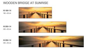 DIMEX | Fototapeta do kuchyně Dřevěný most KI-180-114 | 180 x 60 cm | žlutá, oranžová, hnědá