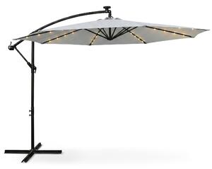 Ak furniture Zahradní slunečník MILIN s LED osvětlením 300 cm světle šedý