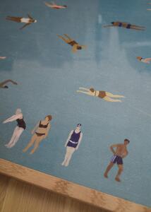 Fine Little Day Plakát Swimmers včetně dubového rámu 50x70cm