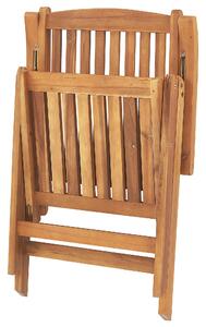 Sada 6 zahradních židlí z akátového dřeva s šedobéžovými polštáři JAVA