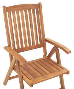 Sada 6 zahradních židlí z akátového dřeva s šedobéžovými polštáři JAVA