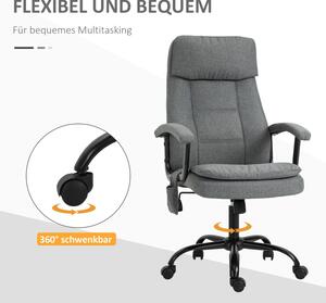 Vinsetto Masážní kancelářská výškově nastavitelná otočná židle, ergonomická, šedá 63 x 70 x 112-121 cm