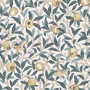 Vliesová tapeta na zeď, béžová, zelená, větvičky, ptáci, 140501, William Morris at Home vol. 2