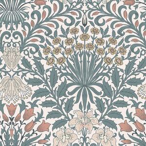 Vliesová tapeta na zeď, modrá, žlutá, květiny, listy, 140493, William Morris at Home vol. 2