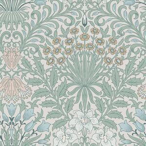 Vliesová tapeta na zeď, zelená, růžová, květiny, listy, 140496, William Morris at Home vol. 2