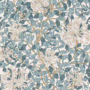 Vliesová tapeta na zeď, růžová, zelená, květiny, listy, 140483, William Morris at Home vol. 2