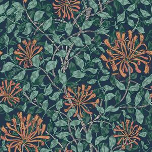 Vliesová tapeta na zeď, modrá, zelená, květiny, listy, 140484, William Morris at Home vol. 2