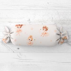 Biante Dětský polštář válec bonbon Sandra SA-759 Malé baletky na bledě růžovém 15x40 cm