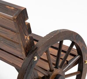 Outsunny Designová zahradní lavice pro 2 osoby, dřevo masiv, tmavě hnědá, 105,5 x 56 x 79 cm